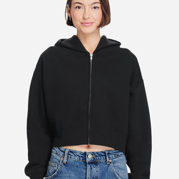 Women's Relaxed Cropped Full-Zip Hoodie Sweatshirt Thumbnail