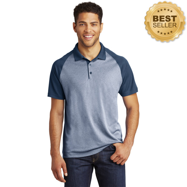 PosiCharge ® RacerMesh ® Raglan Heather Block Polo Thumbnail