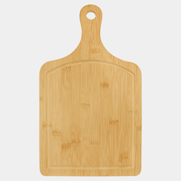 15 1/2" x 9" Bamboo Cutting Board Paddle Shape with Drip Ring Thumbnail